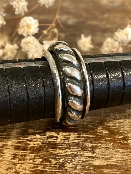Sterling Silver 925 Mexico Rope Spinner Ring Size 7 - Picture 14 of 15